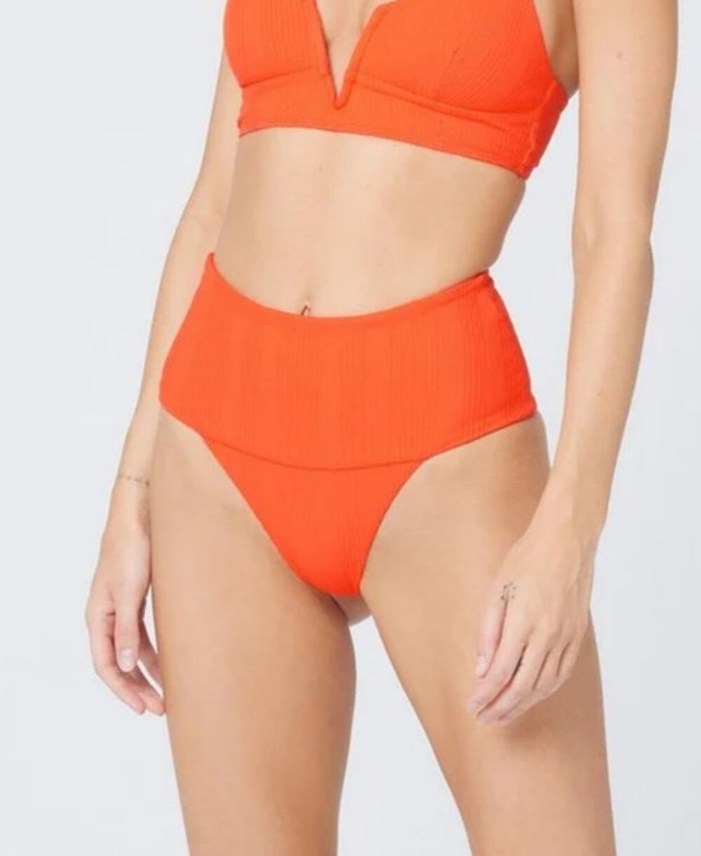 L*Space Desi High Waisted Bikini Bottom in Poppy Orange Size XS